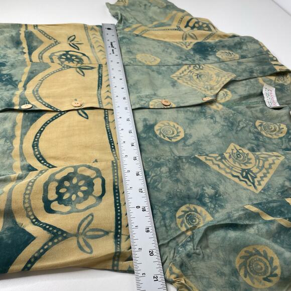 Vtg Passports Pier One Dress Tunic Button Up Aztec Half Sleeve L 90s Boho Rare - Picture 8 of 12